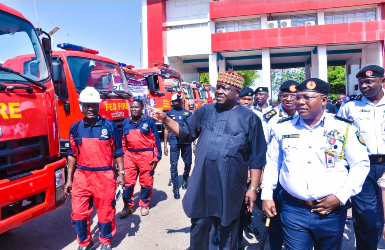 Officials inspecting Afrodezt fire fighting trucks