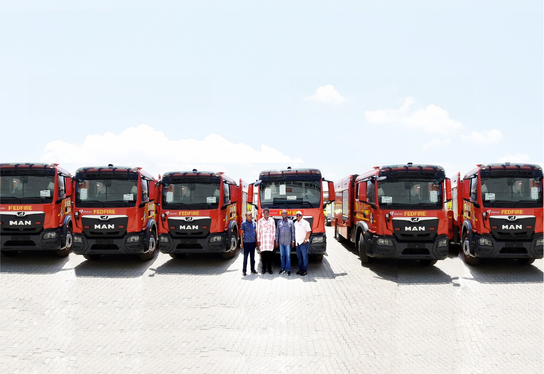 Afrodezt fire fighting trucks lined up for delivery