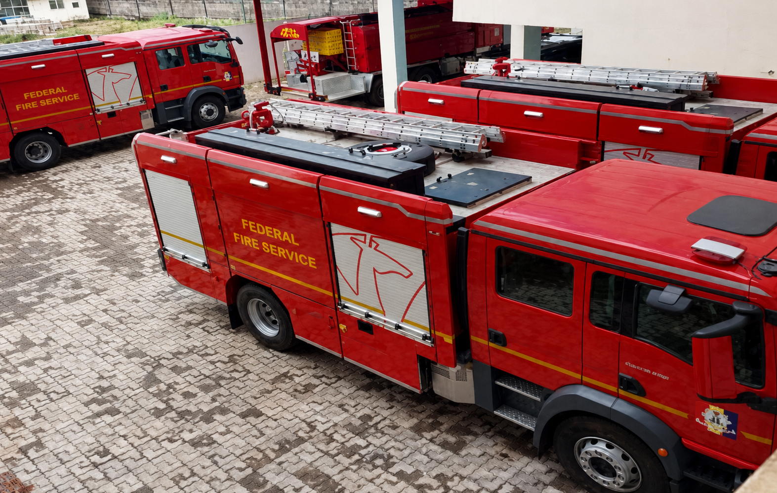 Afrodezt fire fighting trucks at the workshop